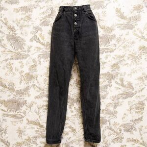 Vintage Bonjour Jeans Black Denim Straight Tapered High Rise Mom 26” 27”